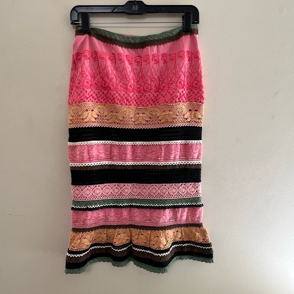 TOCCA Colorful Lace Striped Skirt